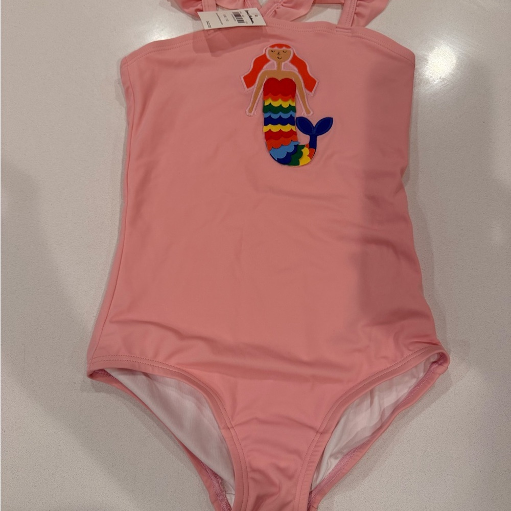 Hanna Anderson Girls size 6 - 7 Pink Swimsuit with Mermaid Design New w/ tags